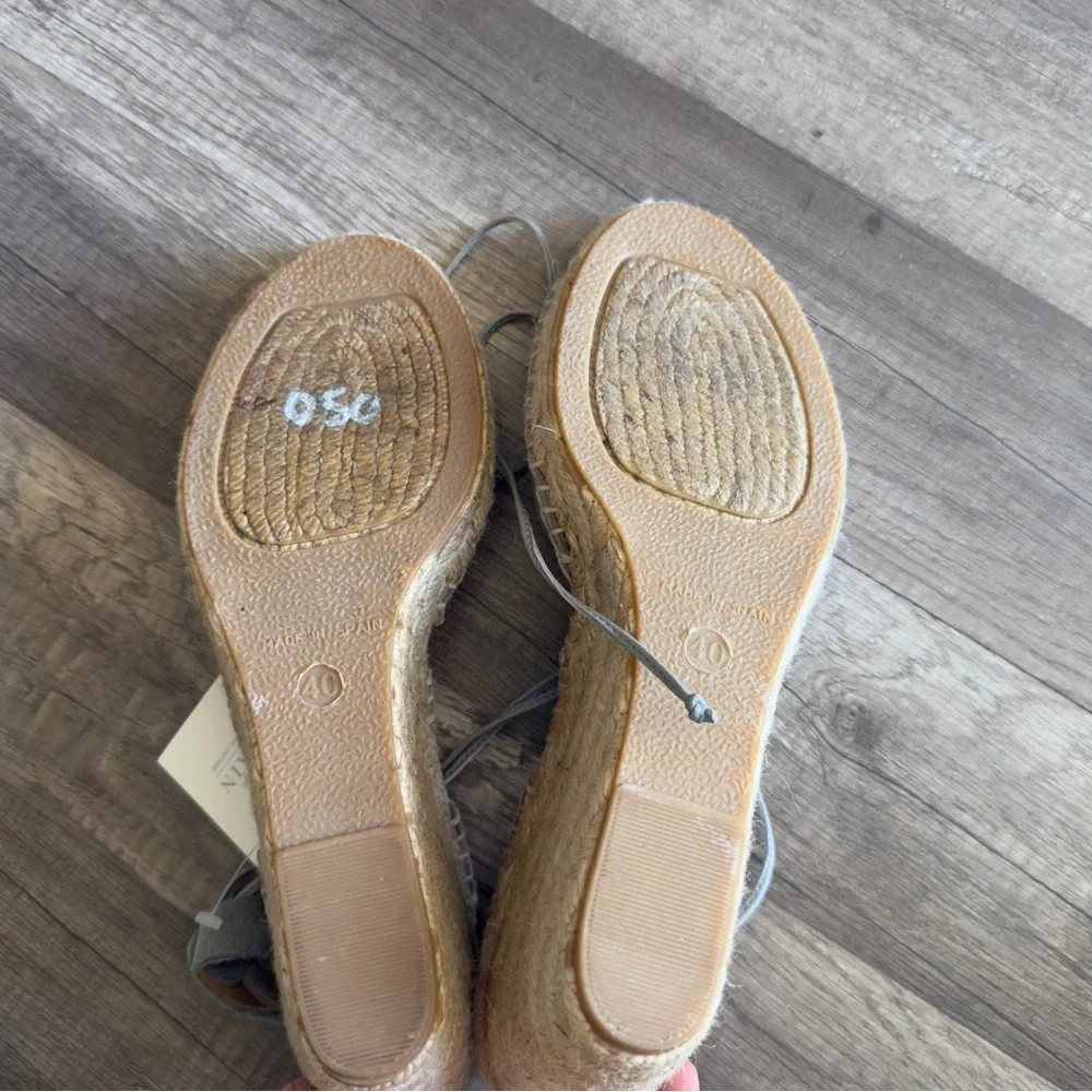 NWT Anthropologie Romena Espadrille Blue Suede Wedges Sandals 40